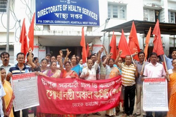 Group-D employees Association staged protest with 15 demands